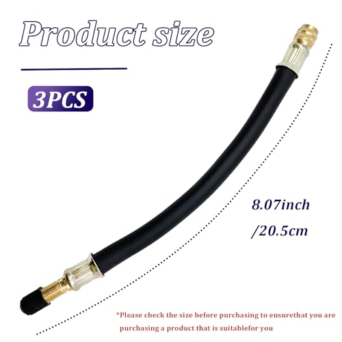Image of Tire Valve Extension, 3 Pcs 8.25 inch Flexible Valve Stem Extenders Adaptor for Universal RV Cars Bicycles Truck Motorcycle Bike Scooter