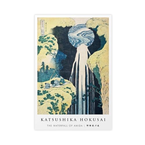Poster cascade d'Amida par Hokusai de 50,8x76,2 cm pour salon