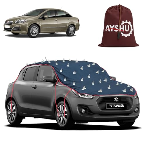 Image of AYSHU Water-Resistant Spike Car Cover for Fiat Linea - Protects from Dogs, Monkeys, Dust, Sunlight & UV - Full Roof Universal Fit