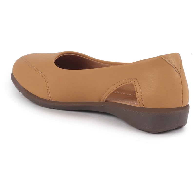 Image of FAUSTO Women Stylish Backless Casual Ballets | Low Heel Cut-Out Slip-On Ballerinas | Comfortable Walking Flats Sandals | Memory Cusion Insole