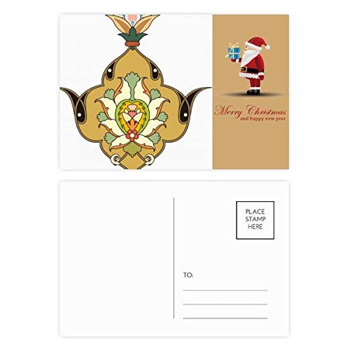 Cartes postales Père Noël lot de 20 avec motif feuille baroque parallèle colorée