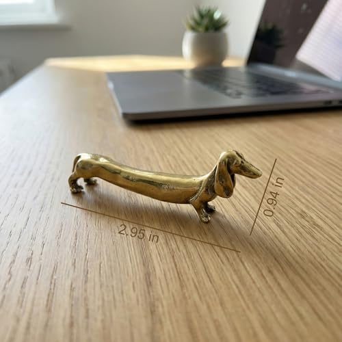 Estatua figura perro Dachshund de latón vintage miniatura 2