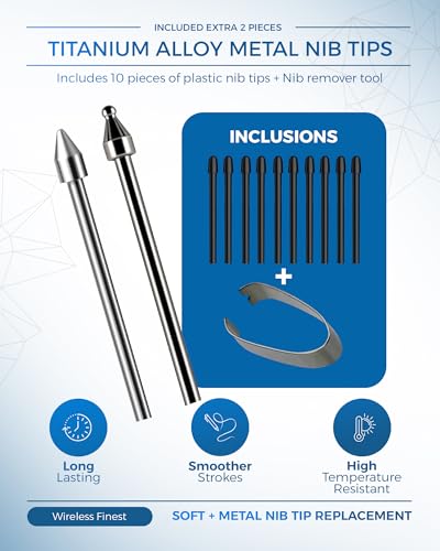Soft Metal Nibs Tips Replacement For Samsung Galaxy Tab S10 Ultra Spen S9 S8 S7 S10+ S9+ S8+ Tab S9 Ultra S6 Lite S24 S23 S22 Ultra Note 9 Note 8 S Pen King Write + Tool, 10Pcs Standard + 2 Pcs Metal - Thumbnail 2