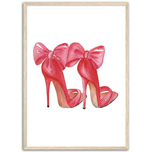 Art mural talons roses en impression artistique avec cadre en bois de 50x70 cm