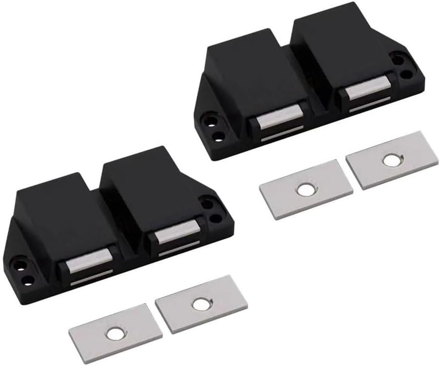 Cabinet Magnetic Push Latch, Cupboard Latch,2pcs Latches Drawer Open Spring Loaded Closure for Cabinet(Black 2)