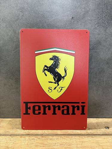 PLAK2L -Plaque Métal Vintage Décorative Ferrari - 30x20cm