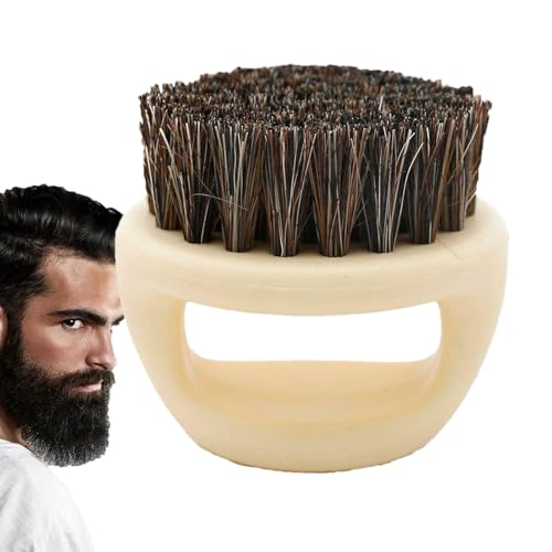 Spazzola da barba con setole di cinghiale, strumento di cura di alta qualità per barba e baffi, spazzola con manico in legno, spazzola portatile da uomo con manico, setole naturali morbide, pettine