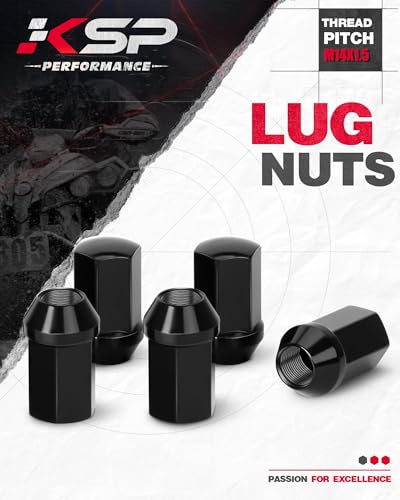 KSP M14x1.5 Black Lug Nuts Set, 14mmx1.5 OEM/Stock Lug Nuts for Silverado Sierra 6 Lug Rim, 24PCS Black Chrome Wheel Lug Nut for Factory Aluminum Wheels With Thread 14-1.5 Hex 22mm 60 Degree Cone Seat