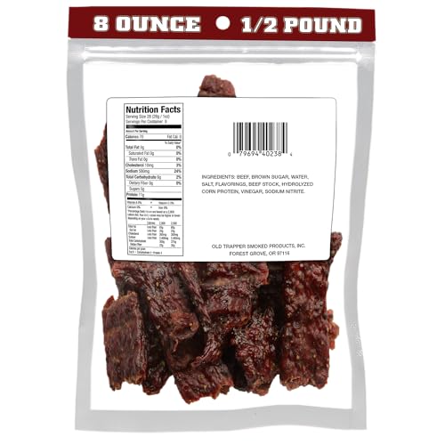Image of Old Trapper, Trapper's Choice Peppered Kippered Steak, Eight-Ounce Individual Package, Spicy Meat Snacks, 11 Grams of Protein and 70 Calories Per Serving (Pack of One)