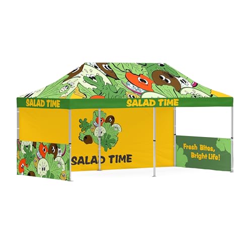 BillyPrint Custom Canopy Tent 10x20 with Logo | Pop Up Vendor Tent for Trade Shows, Events | Full-Color Printing | Optional Walls or Heavy-Duty Aluminum Frame | Waterproof Fabric | Expedited Service