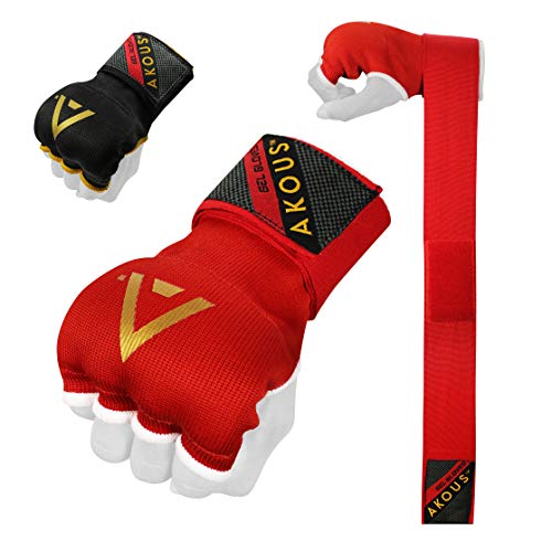 Guantes interiores de boxeo para perforar, Pro Grip nudillos acolchados elásticos con soporte de muñeca largo para MMA, Muay Thai, artes marciales y kickboxing (rojo, XL)