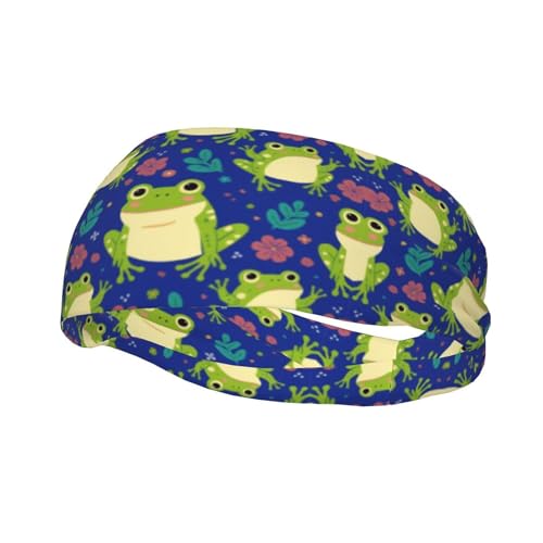 Boys Girls Green Frog Kawaii Art Sports Sweat Bands Boho Style Beauty Skinny Hair Band Headdress for Sports Fitness Shower