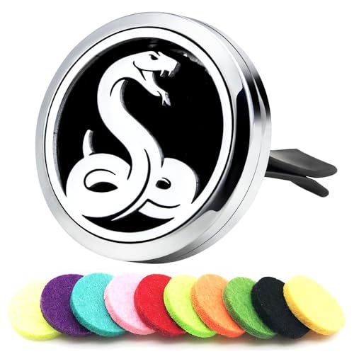 Image of 30mm Car Essential Oil Diffuser Vent Clips Air Freshener Vent Clip Aromatherapy Car Accessories 10 Felt Pads for Gift Women (Snake)