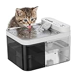 Cat Water Fountain, Filterless Wireless Cat Fountain, Wastewater Separation, Stainless Steel Tray, Visual Water Level Automatic Pet Water Dispenser for Indoor Cats