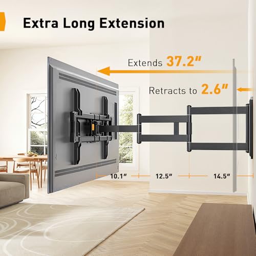 Image of Perlegear Corner TV Wall Mount Long Arm TV Mount for 42-84 Inch TVs up to 150 lbs - Full Motion Wall Mount Single Stud with 37.2 inch Extension