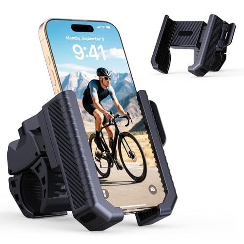 Motorcycle Bike Phone Holder with Waterproof Pouch, 360° Rotatable Clip,