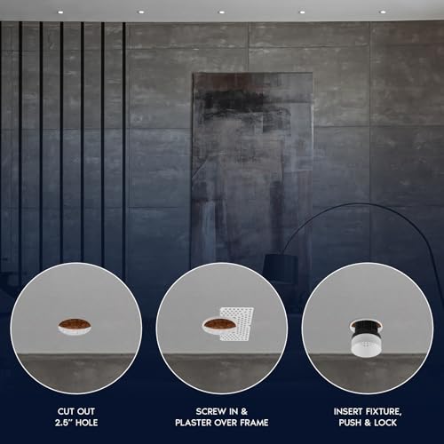 LUXRITE 1 Inch LED Trimless Recessed Spotlight, 10W, 850LM, 5CCT Selectable 2700K-5000K, 38° Beam Angle, Dimmable, Push-n-Lock Spotlight, CRI 90, Damp & IC Rated, Plaster Downlight, ETL White