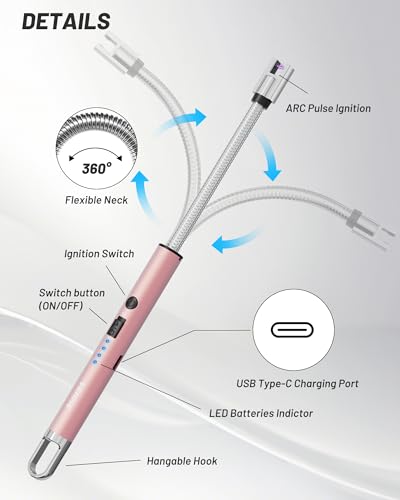 VEHHE Roségold USB-C Arc Lighter with Flexible Neck — view 3