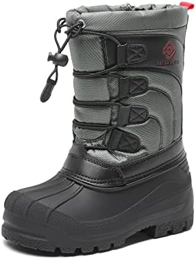 DREAM PAIRS Toddler Knorth Black Grey Red Isulated Fur Winter Waterproof Snow Boots Size 10 M US Toddler
