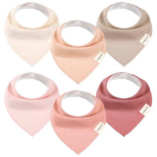Image of POIKSHARK 6 Pack Baby Bibs for Teething and Drooling, Organic Infant Bandana Drool Bibs for Boys and Girls, Unisex Color, Soft Cotton Bibs for Newborn - Sakura