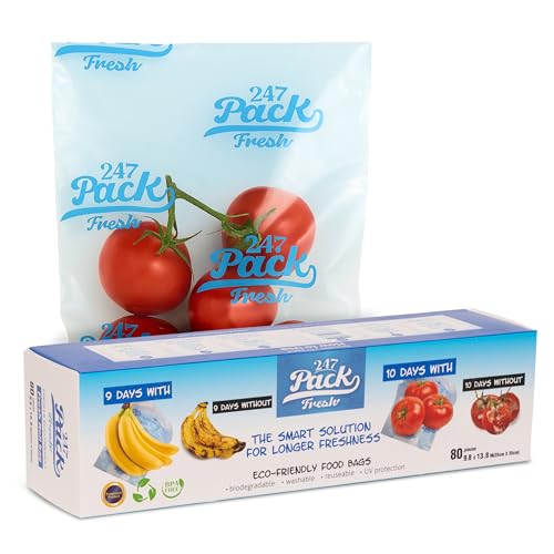 Freshpack 247 Food Bags Roll – Tear-Off Bags on a Roll, Reusable, Helps Keep Food Fresh up to 3× Longer – Biodegradable, BPA-Free, UV-Shielded, SGS Tested - 10×14 inches (1 gallon)