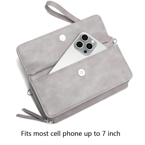 Image of Lanyani RFID Crossbody Wallet Wristlet Purse with Phone Pocket For Women Vegan Leather