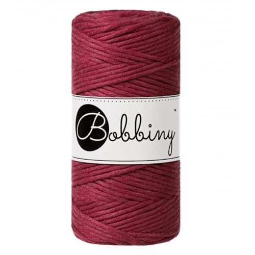 Bobbiny Regular 3mm Single Ply Macrame Cord (Wine Red) 108yds/330ft (100% Recycled Cotton)