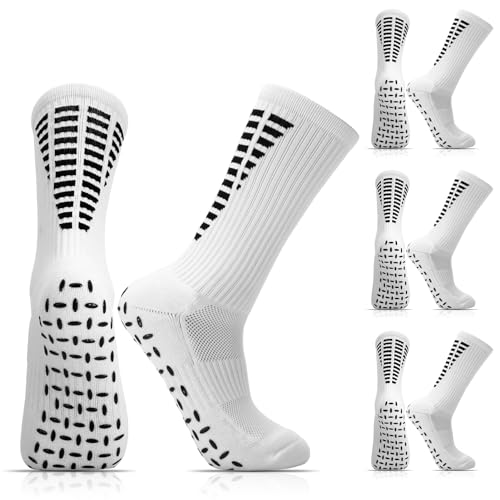 Zuimei 3 Pairs Grip Socks Football for Men Gain the Edge Grip Football Socks Anti-slip Sports Socks Unisex Sports Socks with Silicone Dots,Breathable Soccer Socks for Basketball Hiking Running