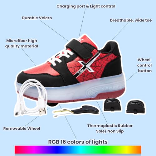 Roller Skate Shoes for Kids - Wheels with USB Charging Led Light Up, Shiny Sneakers for Boys & Girls - Perfect for Christmas & Birthday3