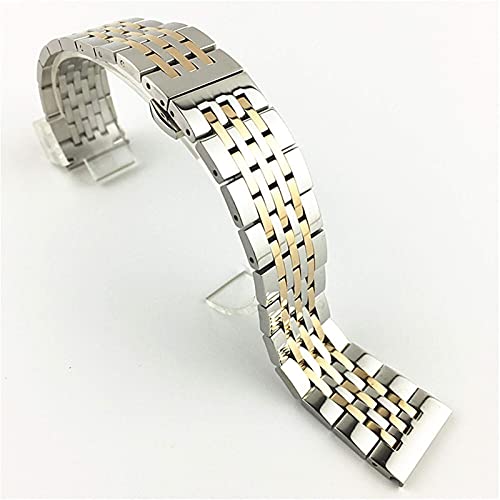 Bracelet en cuir argent 21-22 mm pour montre connectée et boîtier classique chic