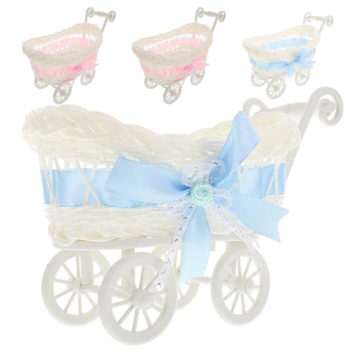 Chariot à bonbons tressé en PP Homoyoyo | 4 mini poussettes de décoration pour fête