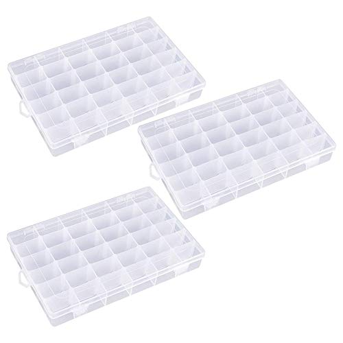 CUHAWUDBA Plastic Jewellery Boxes 3 Pieces of Transparent Pearl Storage Boxes Earrings Storage Boxes Adjustable Dividers