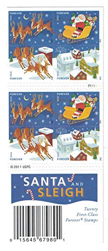 Santa and Sleigh (Sheet of 20) First-Class Mail Forever Postage Stamps 2012...