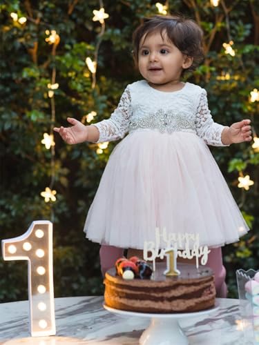 Image of 2Bunnies Girl Peony Lace Back A-Line Straight Tutu Tulle Party Flower Girl Dress