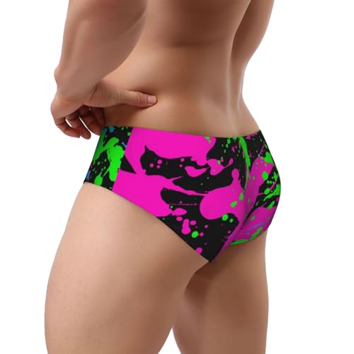 Glow in Dark Splatter Neon Men's Underwear Boxer Briefs Soft Stretch Waisted Trunks3