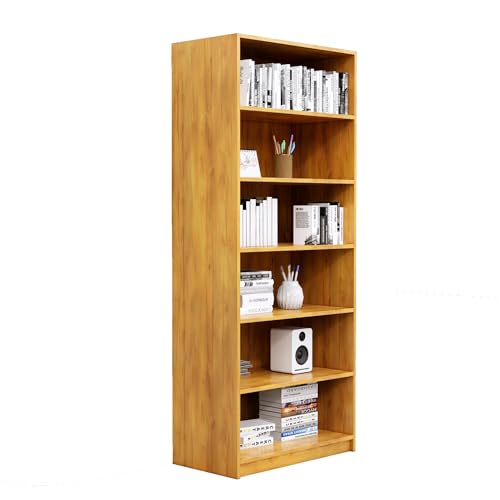 Image of Bniture 6 Tier Engineered Wood Open Book Shelf Wooden Bookshelf for Home, Kids Room & Study Room | Multipurpose Free Stand Corner Book Organizer for Library Room, Office | Giant Wood
