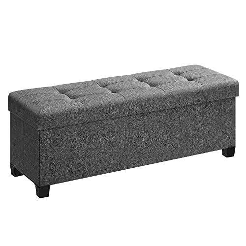 SONGMICS Storage Ottoman Bench – Slate Gray, 660 lb
