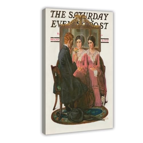 Toile Norman Rockwell Twins 1929 : poster vintage et cadre de décoration murale salon