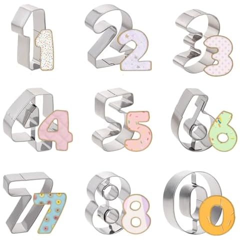 Molain 9 Pcs Stainless Steel Number Cookie Cutters Cover