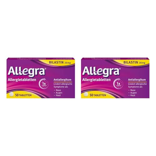 Allegra Allergie Tabletten | 2x50 Stk | Antiallergikum | Wirkstoff Bilastin | schnell und 24 Std wirksam bei Heuschnupfen, Tierhaarallergie, Hausstauballergie, Nesselsucht (Urtikaria)