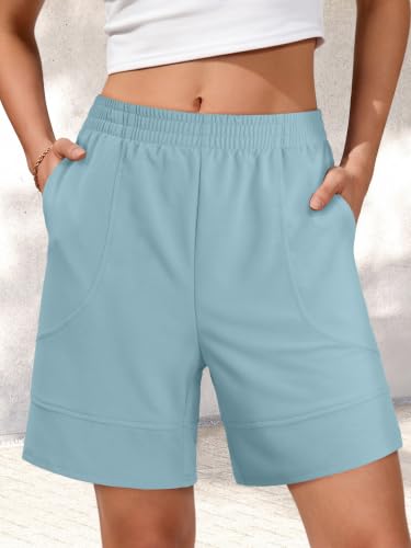 KISSMODA Women Bermuda Sweat Shorts High Waist Pockets Summer Lounge Workout Shorts — view 2