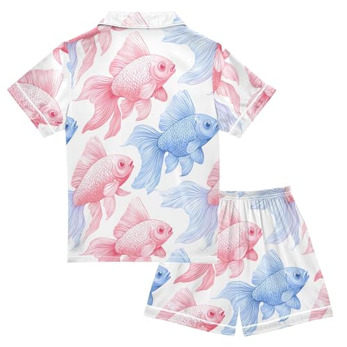 ALAZA Satin Pajamas Set Short Sleeve Button Down Sleepwear Summer Pjs 2 Piece2