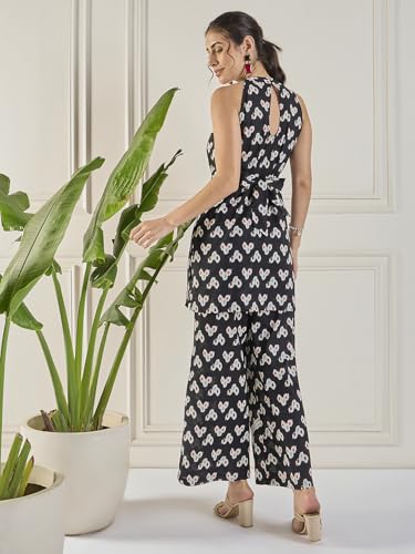 Image of Women's Floral Printed Kurti and Palazzo Set | Sleeveless Ethnic Co-Ord Set