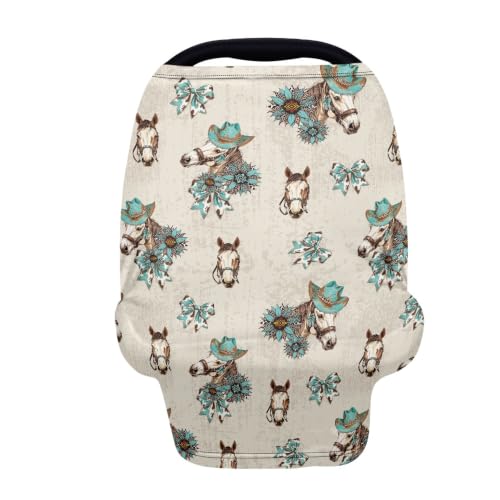 Image of Baby Car Seat Cover Western Horse Car Seat Canopy for Baby