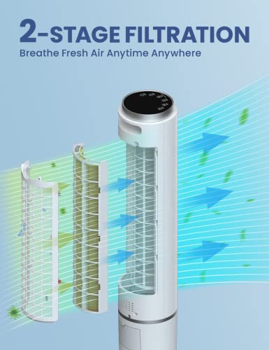 Evaporative Air Cooler, Skyice Windowless Tower Cooling Fan W/ 3 Speeds & 4 Modes, 70° Oscillation & 12H Timer Remote Control, Freetanding Swamp Cooler, Room Air Conditioner Portable For Office Garage #TOP6