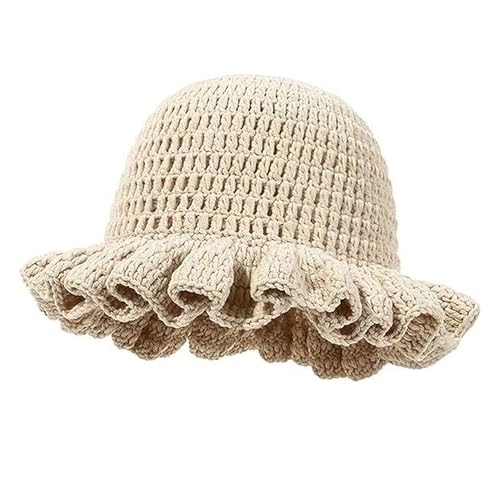WZXHYS Crochet Bucket Hat Women Trendy Knit Floppy Cap Cute Boho Handmade Beanies Outdoor Boho Travel Fishing Hat(Beige)