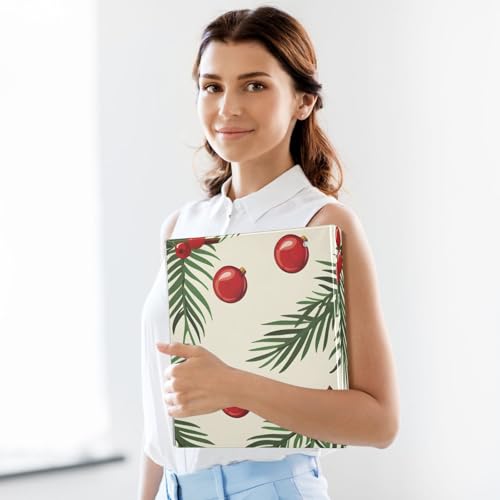 Image of 3 Ring Binder Christmas Tree Branches Balls 1.5 inch Binders with Clipboard Round Ring Binder Fit 8.5'' x 11'' Paper 3 Interior PVC Clear Pockets for Office Supplies