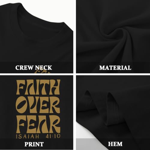 Image of Boys Faith Over Fear Shirt Christian Jesus T Shirts for Kids Religious Inspirational Bible Verse Graphic Tees Tops