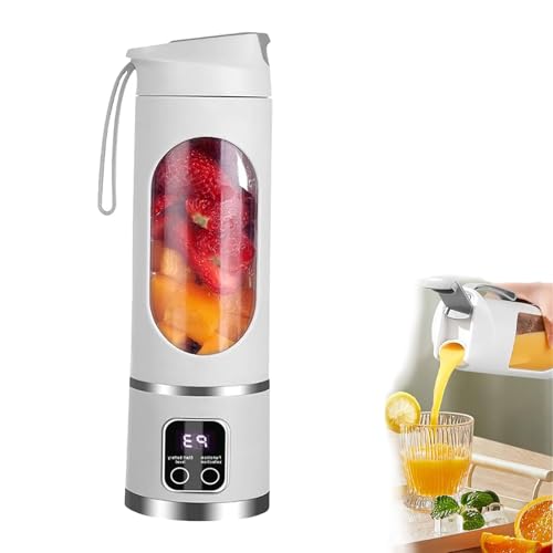 携帯型シェイク&スムージーブレンダー、12枚刃ポータブルブレンダー、450ml パーソナルブレンダー for シェイク&スムージー、ジュースエキストラクターマシン white