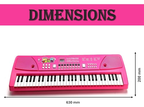 Image of Piano Keyboard with Mic | 61 Keys, 10 Rhythms, 16 Tones, 6 Demo Songs & 8 Percussions | Electronic Musical Toy for Boys & Girls | Educational & Recording Keyboard for Beginners-Pink